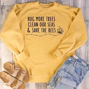 Bees Misson ™️ Hug More Trees, Clean Our Seas & Save The Bees Sweatshirt Medium